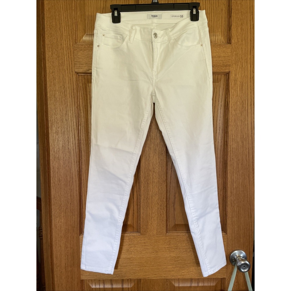 Kensie Jeans Effortless Ankle Mid Rise White Denim Skinny Jeans Size 2/26